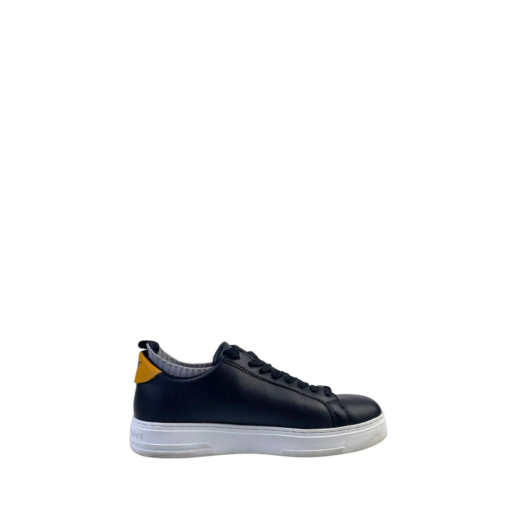 Emporio Armani Black Leather Low Top