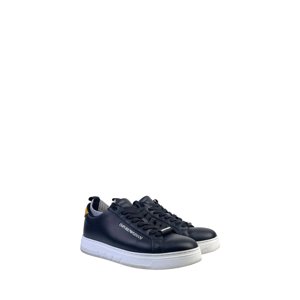 Emporio Armani Black Leather Low Top