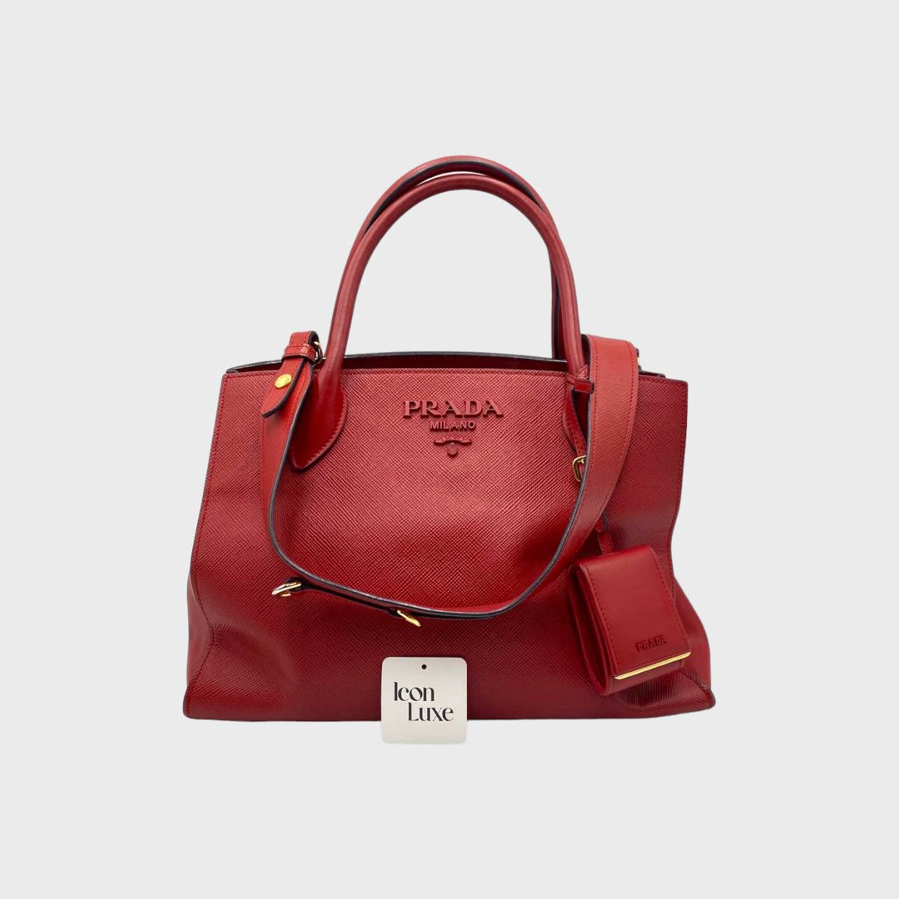 Prada Red Saffiano Leather Monochrome