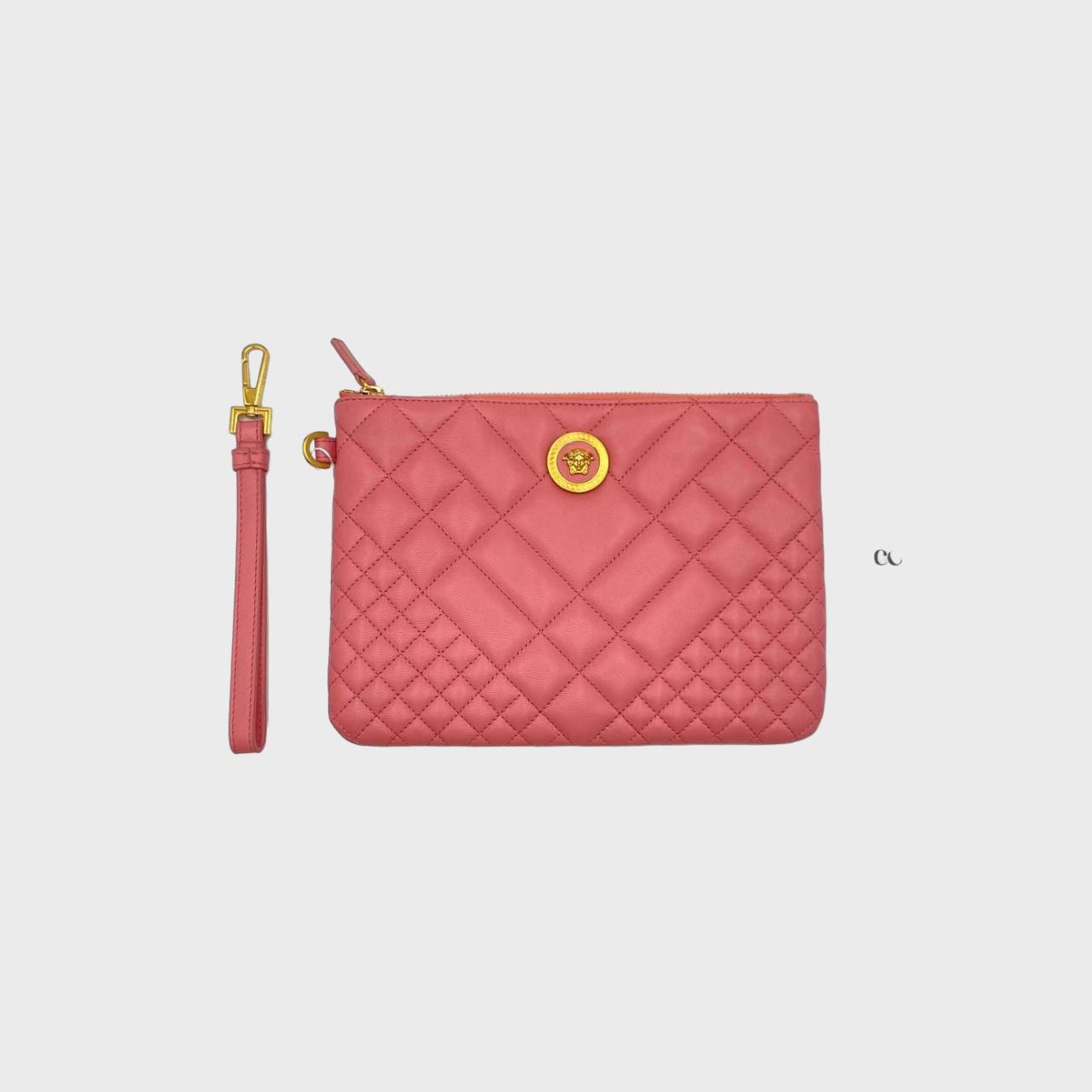 Versace Clutch Leather Quilted Pink