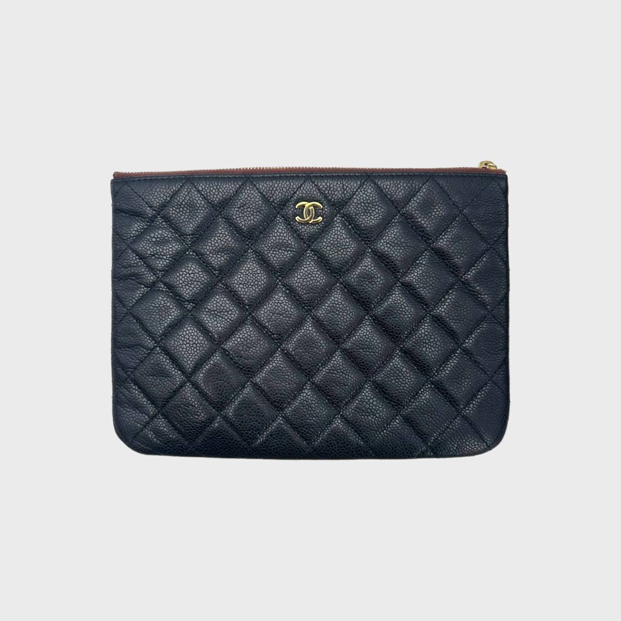 Chanel Clutch O Case Quilted Caviar