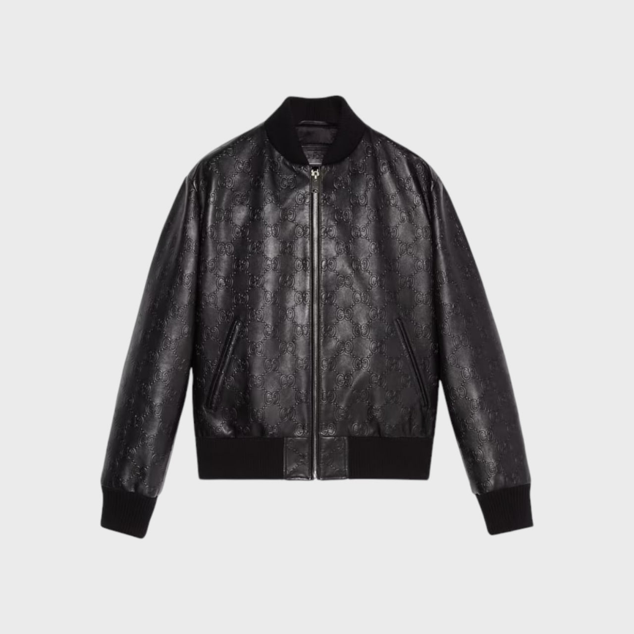 Gucci GG Leather Bomber Jacket