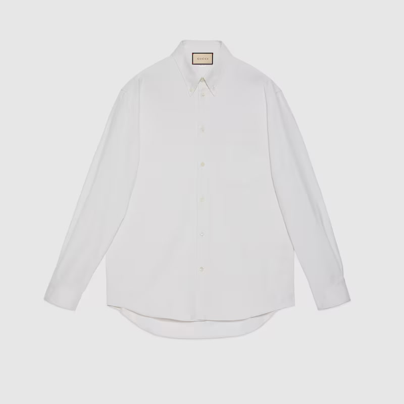 Gucci Oxford Cotton Shirt With Embroidery