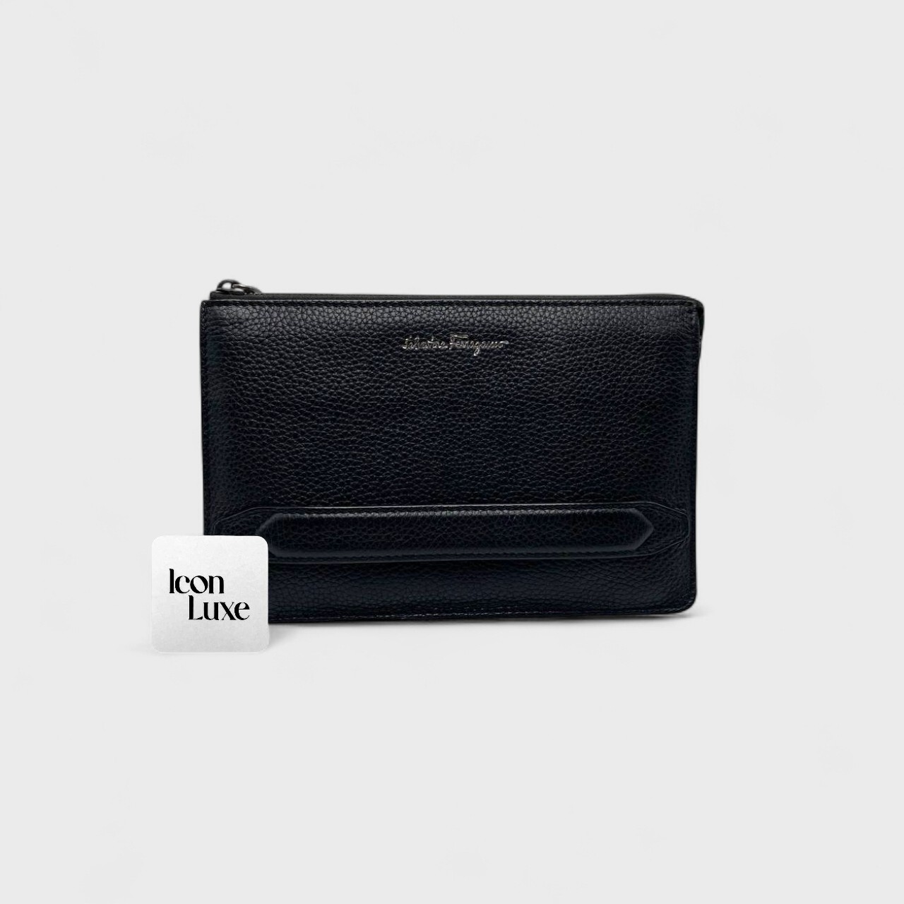 Salvatore Ferragamo Navy Leather Clutch (23cm)